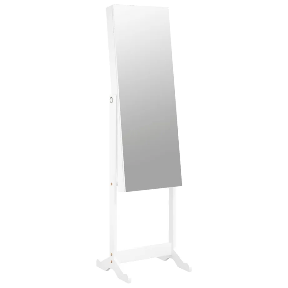 Eraldiseisev peegliga ehetekapp, valge, 42 x 38 x 152 cm - 2