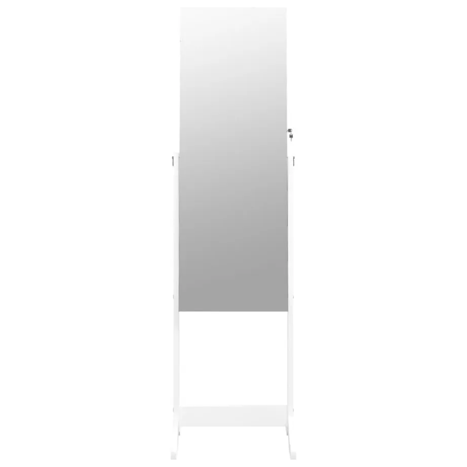 Eraldiseisev peegliga ehetekapp, valge, 42 x 38 x 152 cm - 4