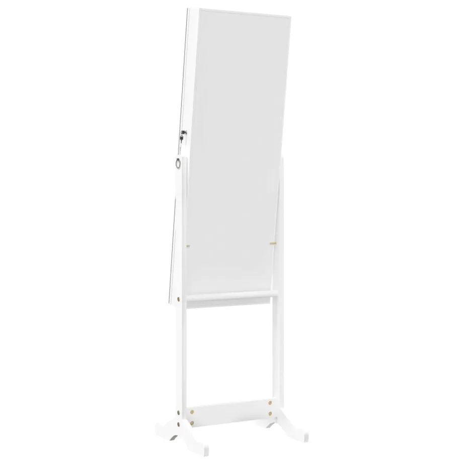 Eraldiseisev peegliga ehetekapp, valge, 42 x 38 x 152 cm - 6