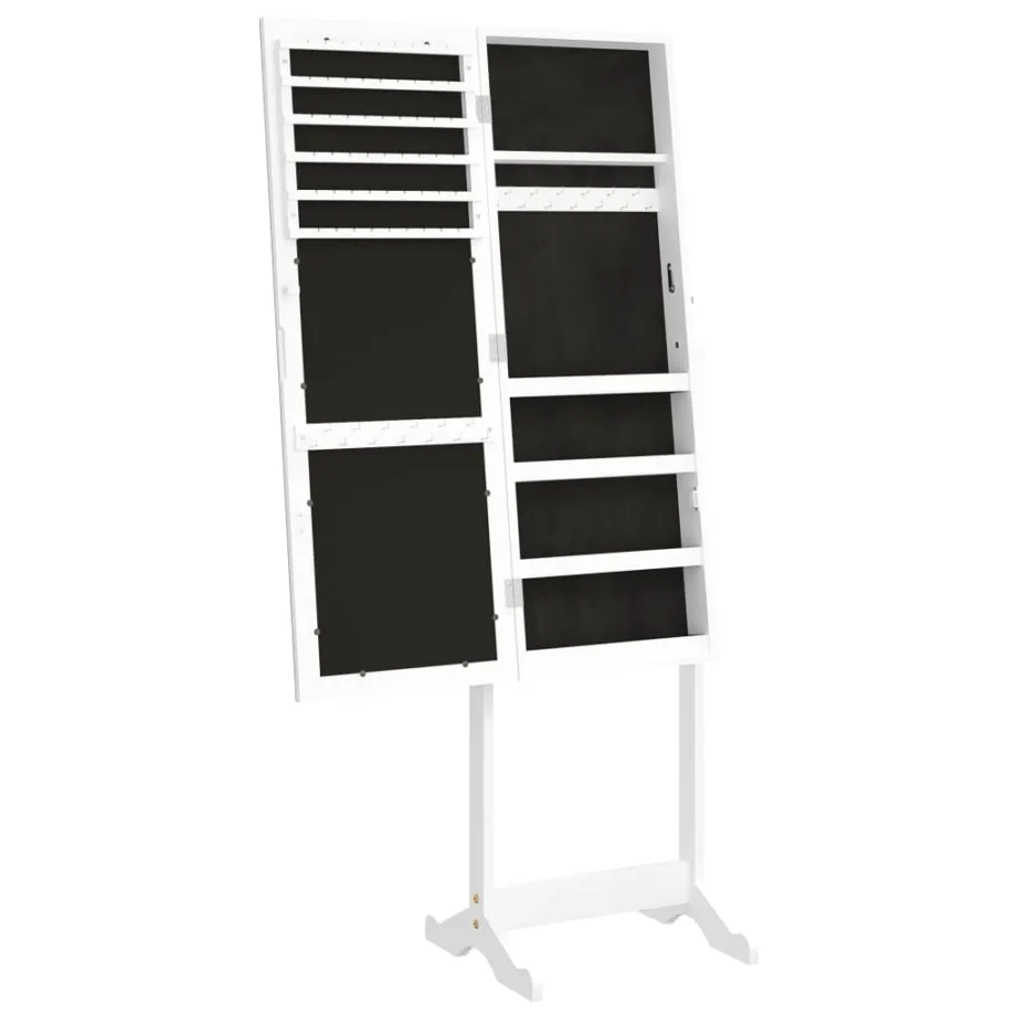 Eraldiseisev peegliga ehetekapp, valge, 42 x 38 x 152 cm - 7