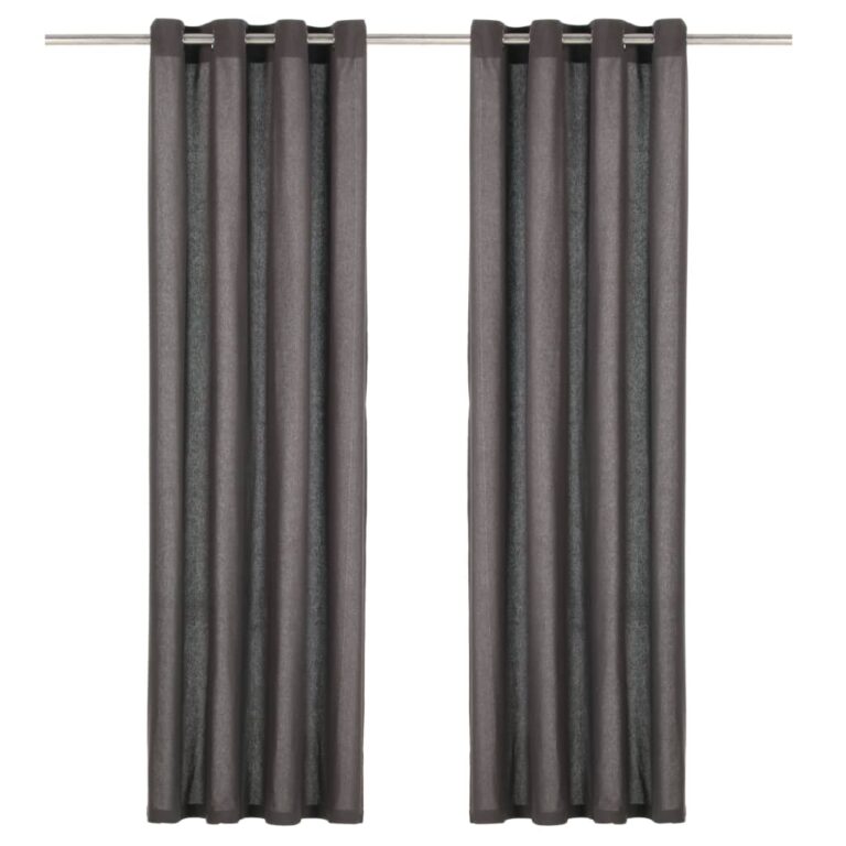 Kardinad metallrõngastega 2 tk puuvill 140 x 245 cm antratsiit