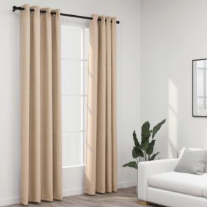 Linase välimusega pimendavad kardinad 2 tk beež 140 x 225 cm