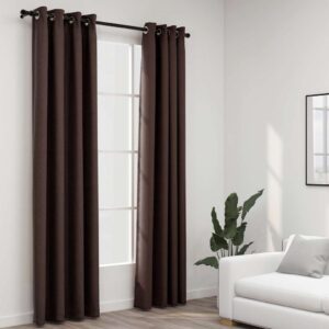 Linase välimusega pimendavad kardinad 2 tk pruunikas 140x245 cm
