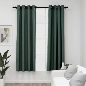 Linase välimusega pimendavad kardinad 2 tk roheline 140x175 cm