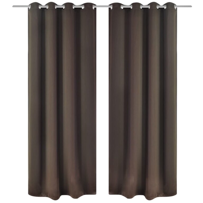 Metallrõngastega pimenduskardinad 2 tk 135 x 245 cm pruun