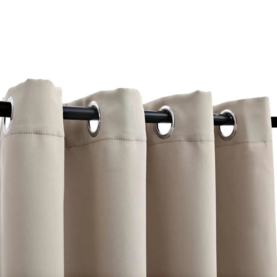 Pimendavad kardinad metallrõngastega 2 tk, beež, 140 x 245 cm – 3