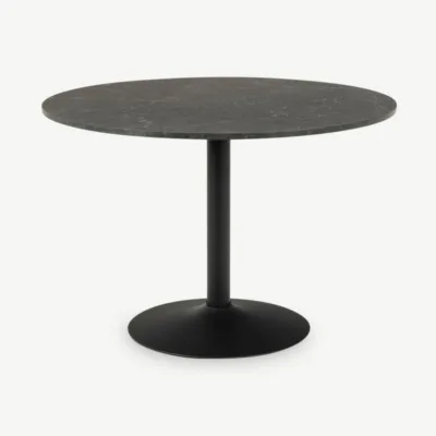 Söögilaud Eliza, must marmor ja metallist jalad (Ø110 cm)