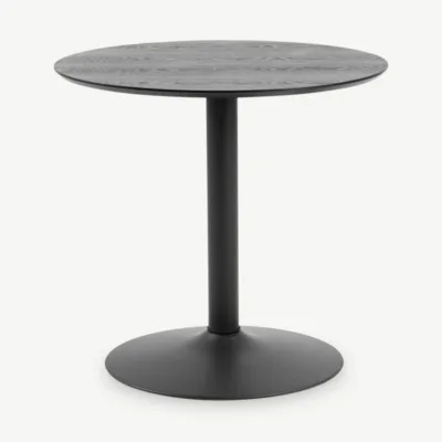 Söögilaud Eliza, must puit & metallist alus (Ø80 cm)