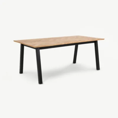 Söögilaud Jero, kalasaba muster, naturaalne puit, 180 cm
