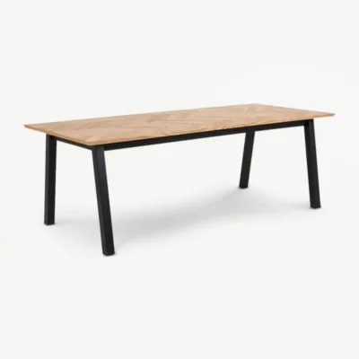 Söögilaud Jero, kalasaba muster, naturaalne puit, 220 cm