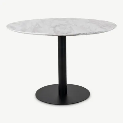 Söögilaud MyMarble, marmorimitatsioon ja must alus ø110x75cm