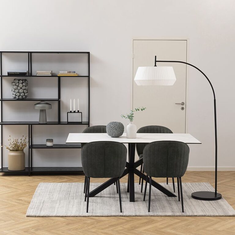Söögilaud Talon, valge keraamika ja metallist (160x90 cm)