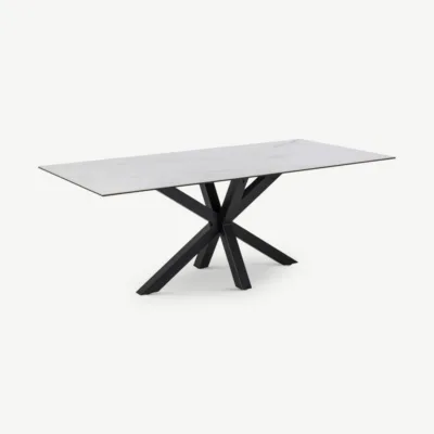 Söögilaud Talon, valge keraamika ja metallist (200x100 cm)