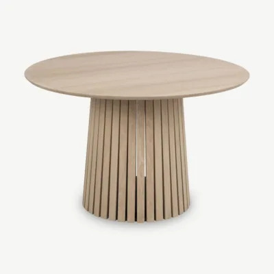 Ümmargune söögilaud Lazaro, hele tamm – Ø120 cm