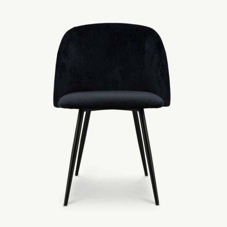 Must sametpolstriga Vesper söögitool metallist jalgadega. Elegantne ja modernne disain, ideaalne söögituppa või kontorisse.