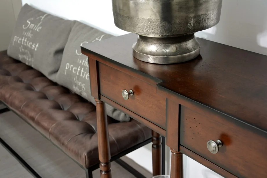 Tumepruun antiikne konsoollaud Avola AV1632-60, kummipuidust – 5