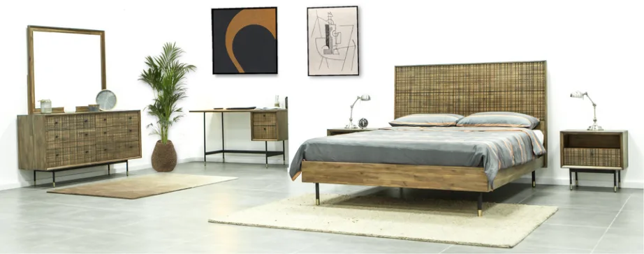 Helepruun voodiraam Maze MAZK01 180cm + 2 öökappi MAZB02, akaatsiapuidust – 7