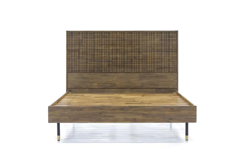 Helepruun voodiraam Maze MAZK01 180cm + 2 öökappi MAZB02, akaatsiapuidust – 13