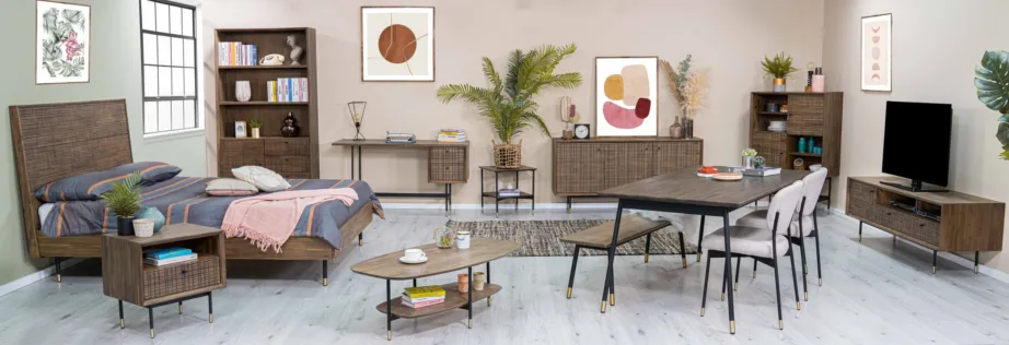 Helepruun voodiraam Maze MAZK01 180cm + 2 öökappi MAZB02, akaatsiapuidust – 4