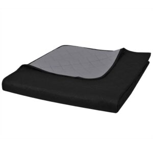 Kahepoolne tepitud voodikate must/hall 170 x 210 cm