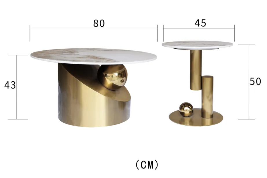 Kuldsete jalgadega kohvilaud Modig M60, metallist – 8