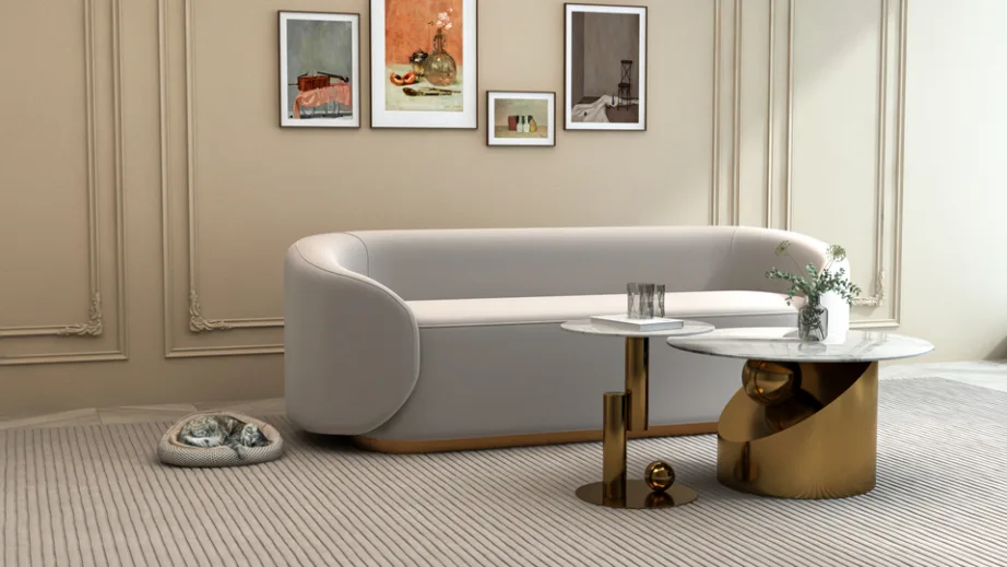 Kuldsete jalgadega kohvilaud Modig M60, metallist – 11