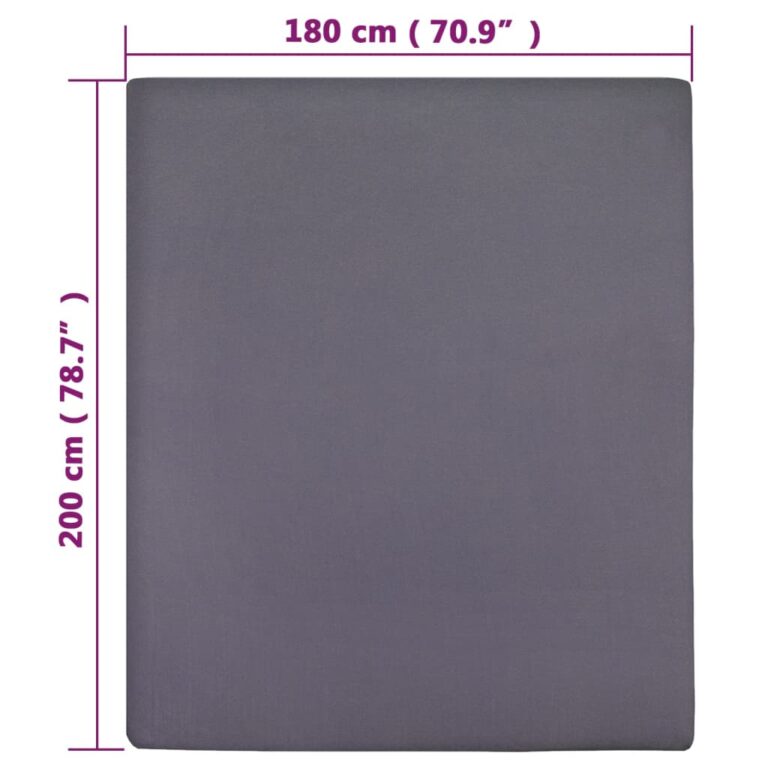 Kummiga voodilinad 2 tk antratsiithall 180x200 cm puuvill