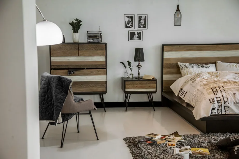 Musta, halli ja beeži voodiraam Adesso ADESQ01, akaatsiapuidust – 6