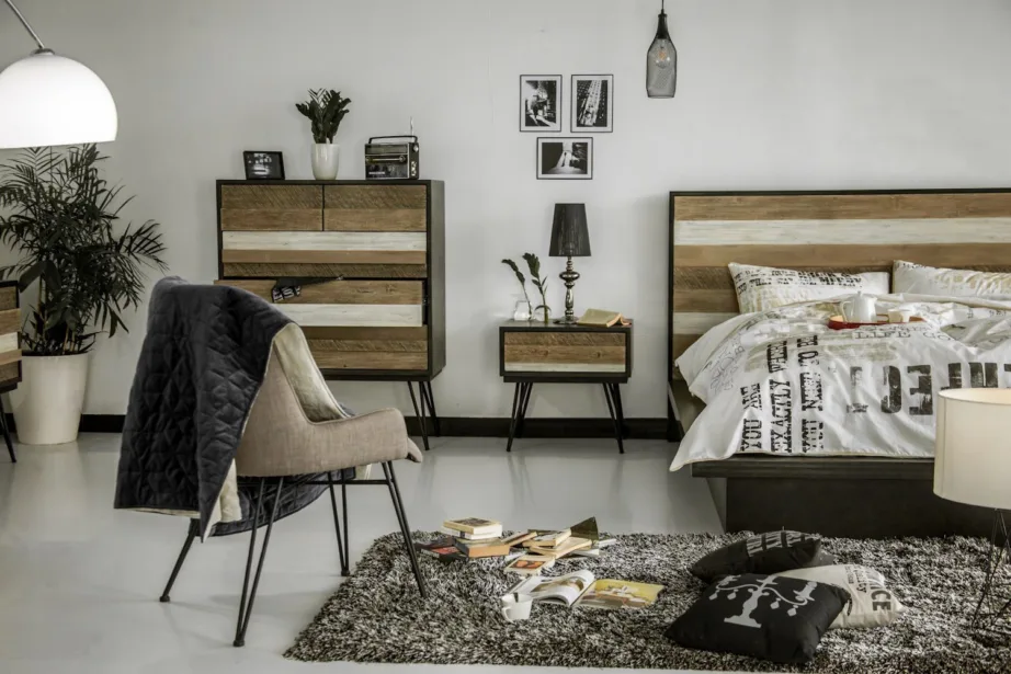 Musta, halli ja beeži tooni voodiraam Adesso ADESK01, akaatsiapuidust – 8