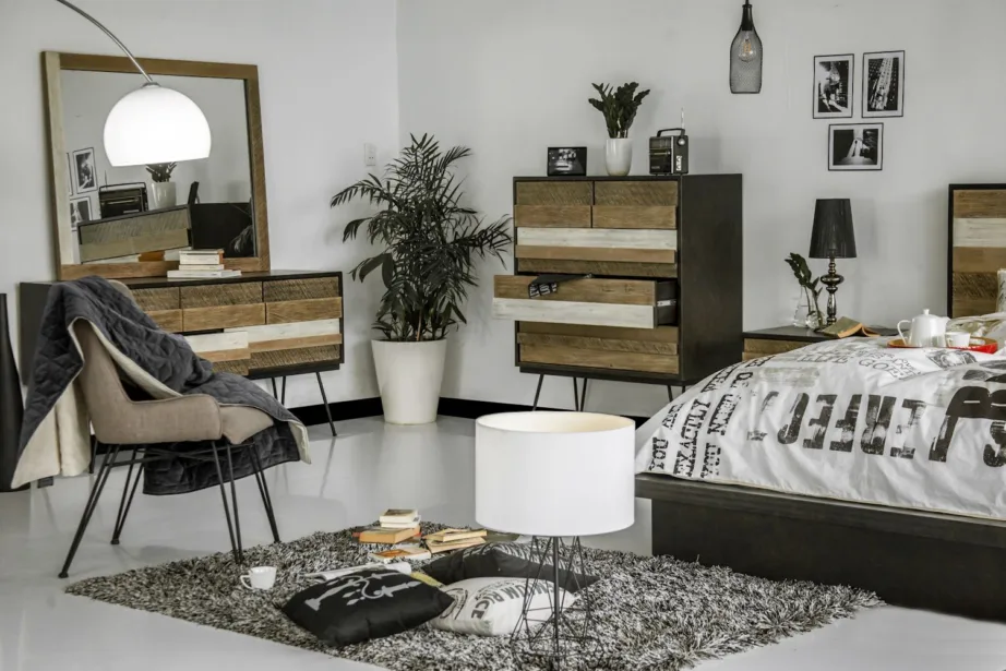 Musta, halli ja beeži tooni voodiraam Adesso ADESK01, akaatsiapuidust – 9