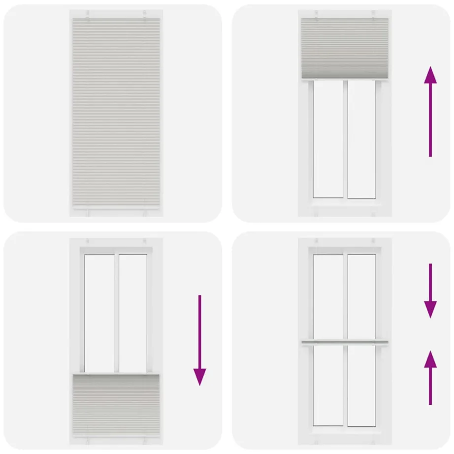 Plisseeritud ruloo privaatsuse ja päikesekaitsega, helehall, 85 x 200 cm, 100% polüester – 7
