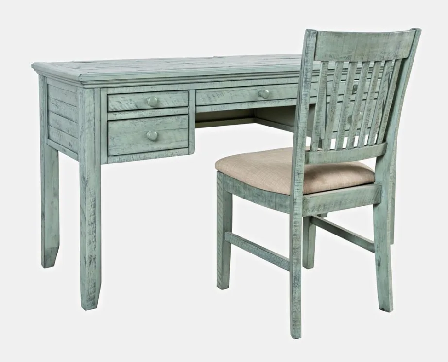 Türkiissinine ja mündiroheline kirjutuslaud ja tool Avola AV1615-5620, akaatsiapuidust – 3