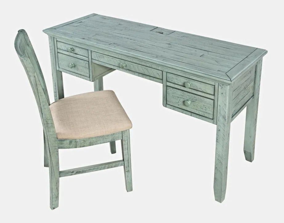 Türkiissinine ja mündiroheline kirjutuslaud ja tool Avola AV1615-5620, akaatsiapuidust – 4