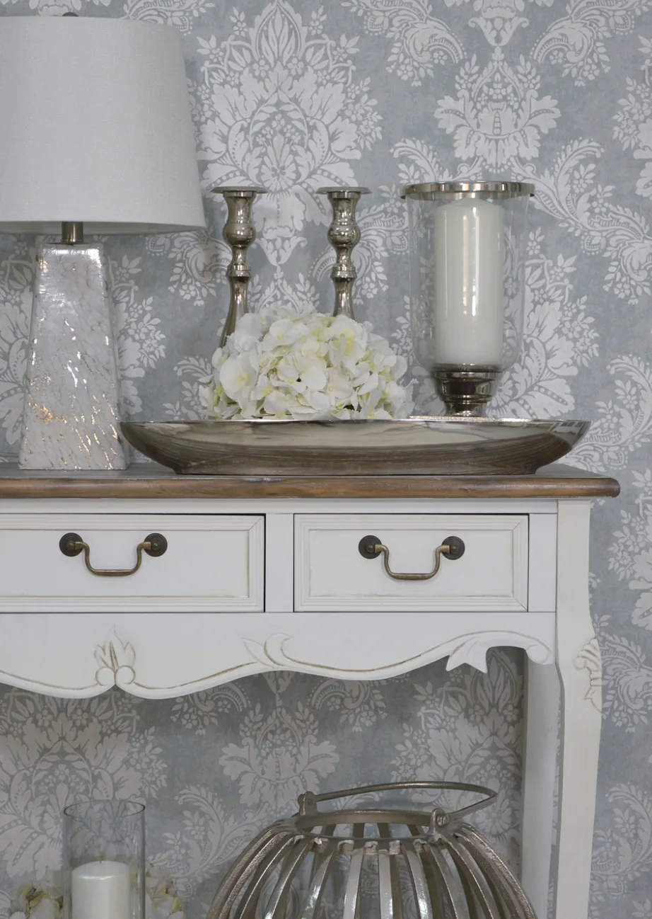 Valge konsoollaud Rimini RIW017, Paulownia puidust – 6