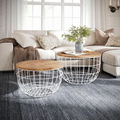 Valge Avola AV2330-26 lauakomplekt, mangopuit ja metall