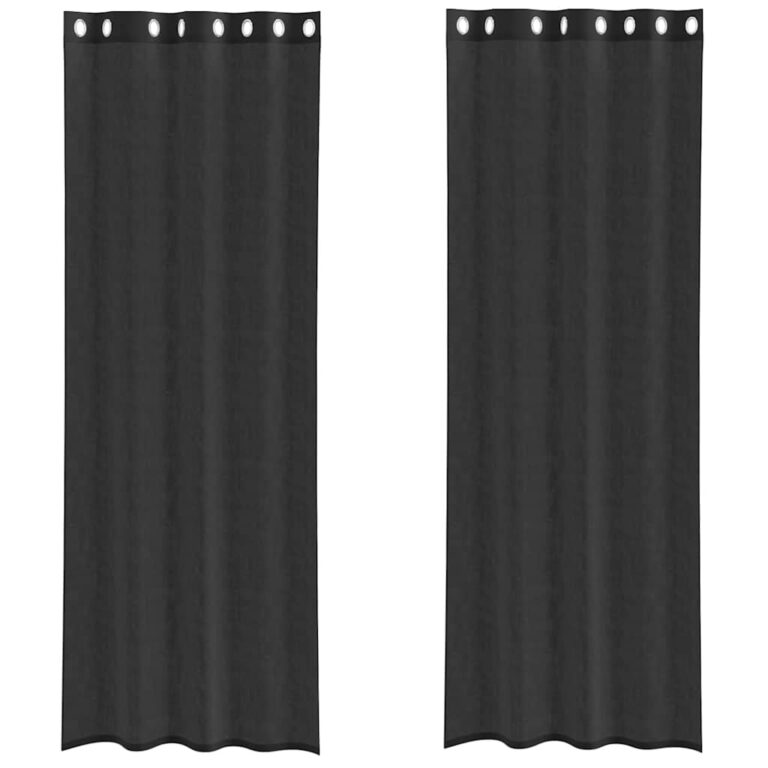 Voile kardinad rõngastega 2 tk must 140x300 cm