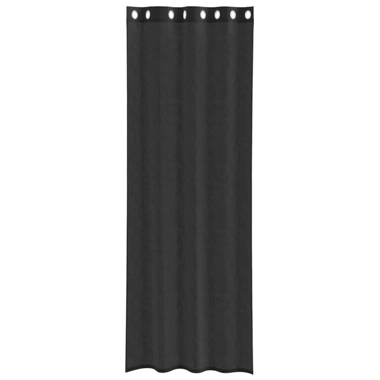 Voile kardinad rõngastega 2 tk must 140x300 cm