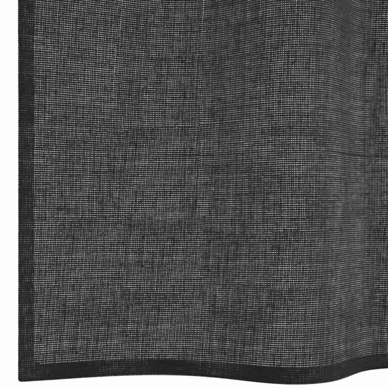 Voile kardinad rõngastega 2 tk must 140x300 cm