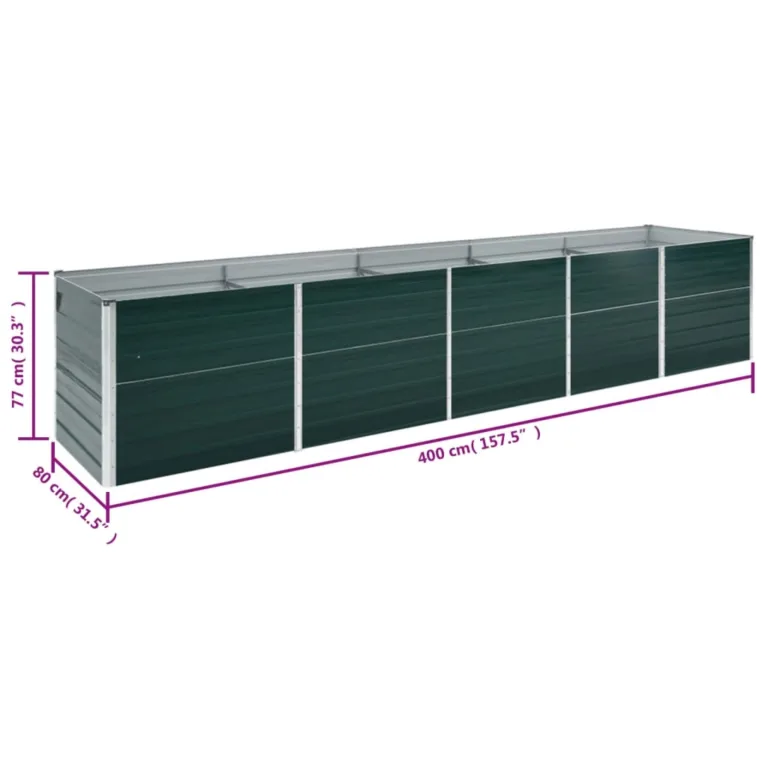 Aia taimelava tsingitud teras 400 x 80 x 77 cm roheline
