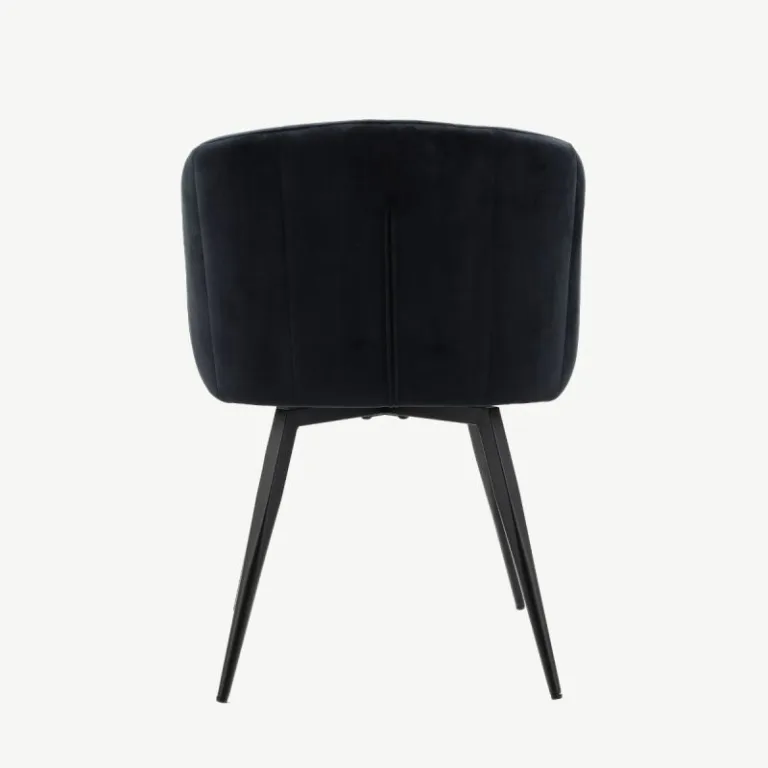 Mustast sametist Ben pöörlev söögitool mustade metalljalgadega. Elegantne ja modernne disain koos sisseehitatud käetugede ning ergonoomilise seljatoega.