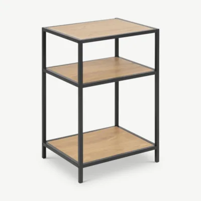 Dover avatud öökapp metsiktamme viimistlusega riiulite ja musta metallraamiga. Stiilne industriaaldisain, kaks avarat avatud riiulit ning kompaktne mõõt (42 × 35 × 63 cm). Sobib öökapiks või abilauaks.
