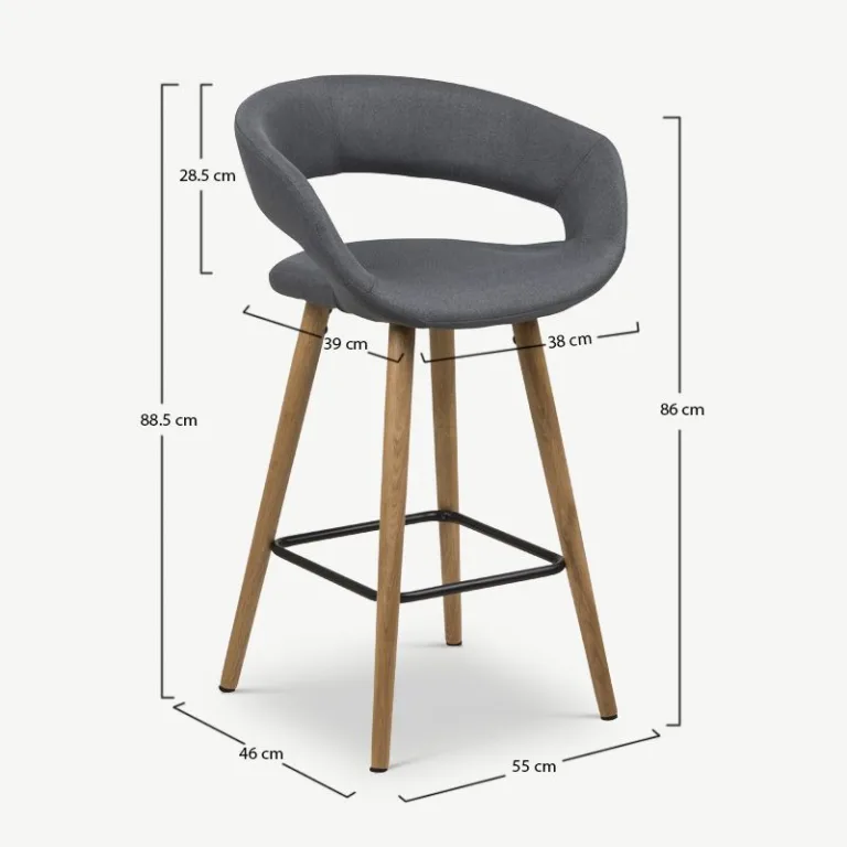Grace baaritool tumehall kangast polstri ja tammepuidust jalgadega. Elegantne ja ergonoomiline disain koos käetugede ja avatud seljatoega tagab mugava istumise. Sobib kaasaegsesse ja klassikalisse interjööri.