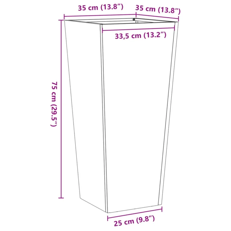 Istutusmasinad 2 tk 35x35x75 cm Ilmastikukindel teras