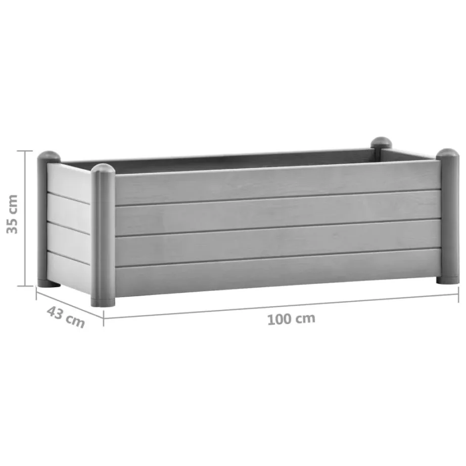 Kivihall polüpropüleenist peenrakast äravoolupõhjaga, 80 l, 100 x 43 x 35 cm – 6