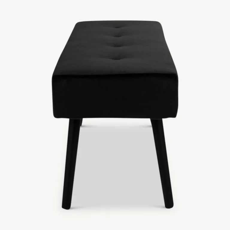 Must sametkattega Skyler esikupink mustade metalljalgadega. Elegantne ja modernne disain, sobilik söögituppa, esikusse või magamistuppa.