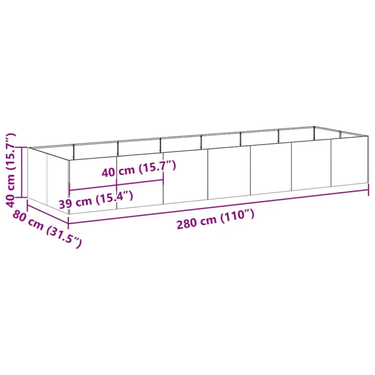 Taimekast antratsiithall 280x80x40 cm