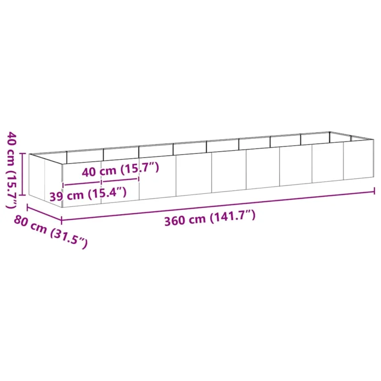 Taimekast antratsiithall 360x80x40 cm