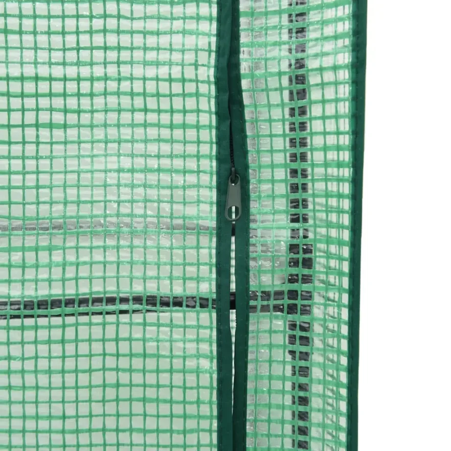 Taimekast kasvuhoonekattega, rotangiimitatsioon, helehall, 160 x 40 x 138 cm – 8
