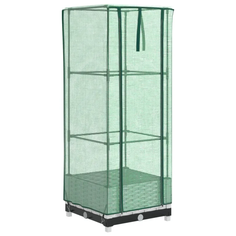 Taimekast kasvuhoonekattega rotangiimitatsioon 40x40x123 cm