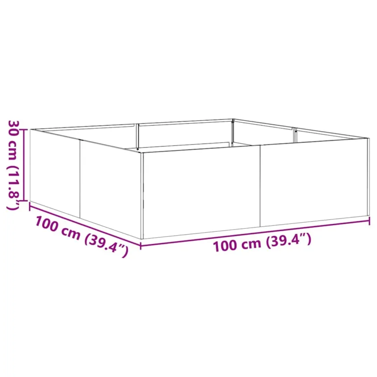 Taimekast must 100x100x30 cm